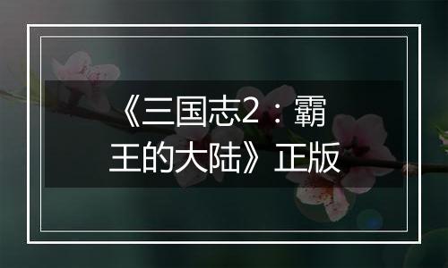 《三国志2：霸王的大陆》正版