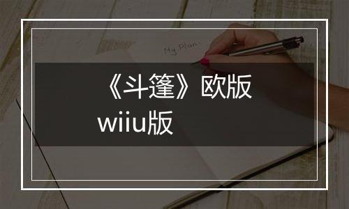 《斗篷》欧版wiiu版