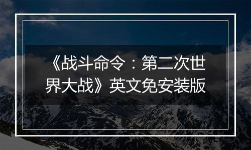 《战斗命令：第二次世界大战》英文免安装版