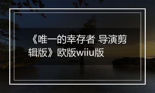 《唯一的幸存者 导演剪辑版》欧版wiiu版