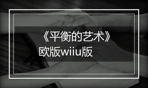 《平衡的艺术》欧版wiiu版