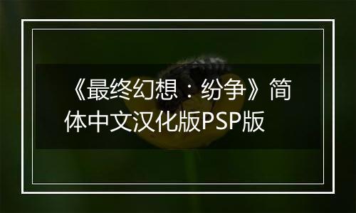 《最终幻想：纷争》简体中文汉化版PSP版