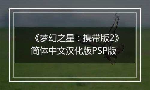 《梦幻之星：携带版2》简体中文汉化版PSP版