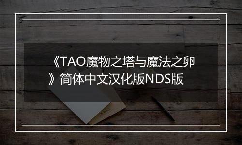 《TAO魔物之塔与魔法之卵》简体中文汉化版NDS版