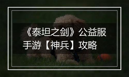 《泰坦之剑》公益服手游【神兵】攻略