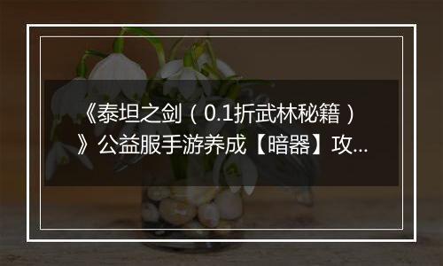 《泰坦之剑（0.1折武林秘籍）》公益服手游养成【暗器】攻略