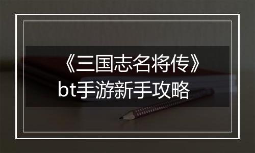 《三国志名将传》bt手游新手攻略