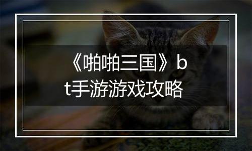 《啪啪三国》bt手游游戏攻略