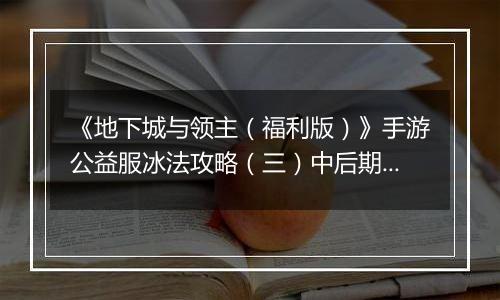 《地下城与领主（福利版）》手游公益服冰法攻略（三）中后期技能搭配