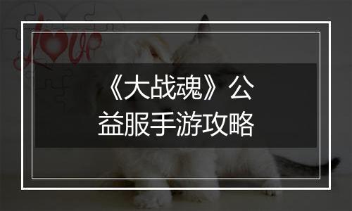 《大战魂》公益服手游攻略