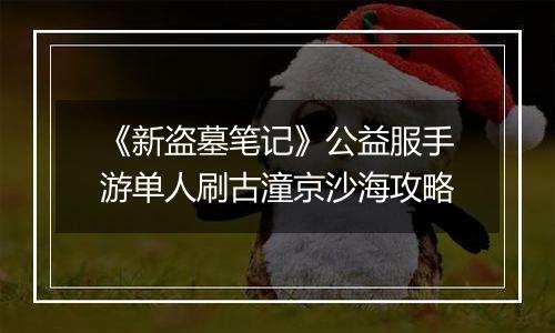 《新盗墓笔记》公益服手游单人刷古潼京沙海攻略