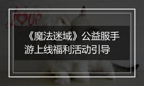 《魔法迷域》公益服手游上线福利活动引导