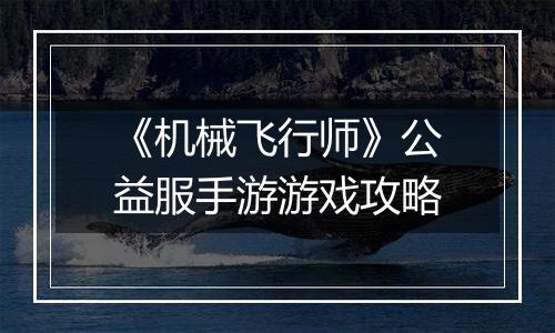 《机械飞行师》公益服手游游戏攻略