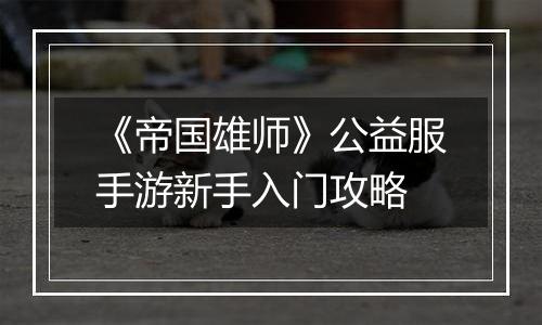 《帝国雄师》公益服手游新手入门攻略
