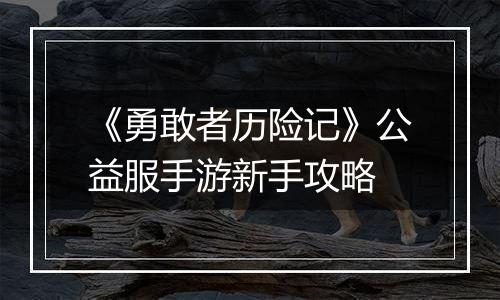 《勇敢者历险记》公益服手游新手攻略