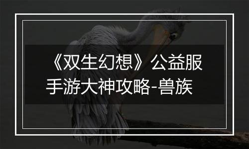 《双生幻想》公益服手游大神攻略-兽族