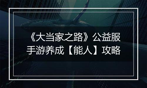 《大当家之路》公益服手游养成【能人】攻略