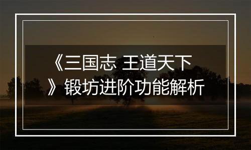 《三国志 王道天下》锻坊进阶功能解析