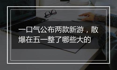 一口气公布两款新游，散爆在五一整了哪些大的