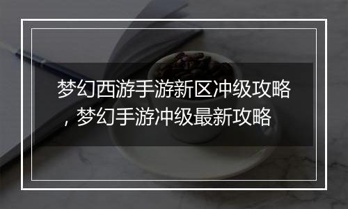 梦幻西游手游新区冲级攻略，梦幻手游冲级最新攻略