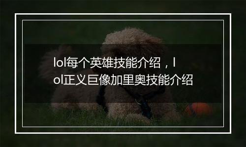 lol每个英雄技能介绍，lol正义巨像加里奥技能介绍