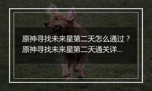原神寻找未来星第二天怎么通过？原神寻找未来星第二天通关详细攻略