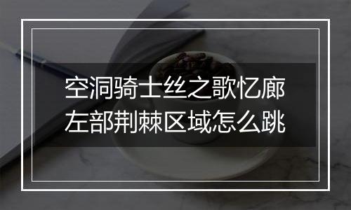 空洞骑士丝之歌忆廊左部荆棘区域怎么跳