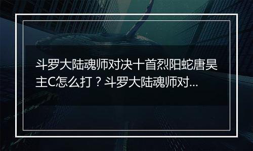 斗罗大陆魂师对决十首烈阳蛇唐昊主C怎么打？斗罗大陆魂师对决十首烈阳蛇唐昊主C打法介绍