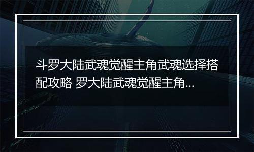 斗罗大陆武魂觉醒主角武魂选择搭配攻略 罗大陆武魂觉醒主角武魂怎么搭配？