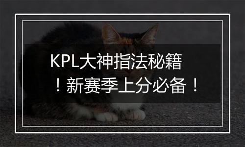 KPL大神指法秘籍！新赛季上分必备！