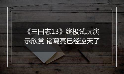 《三国志13》终极试玩演示欣赏 诸葛亮已经逆天了