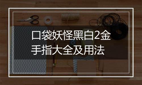 口袋妖怪黑白2金手指大全及用法