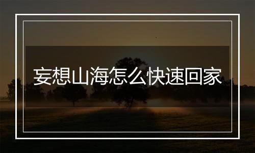 妄想山海怎么快速回家