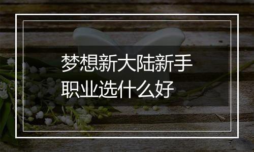 梦想新大陆新手职业选什么好