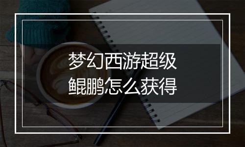 梦幻西游超级鲲鹏怎么获得