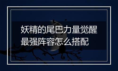 妖精的尾巴力量觉醒最强阵容怎么搭配
