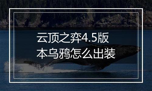 云顶之弈4.5版本乌鸦怎么出装