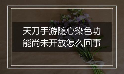 天刀手游随心染色功能尚未开放怎么回事