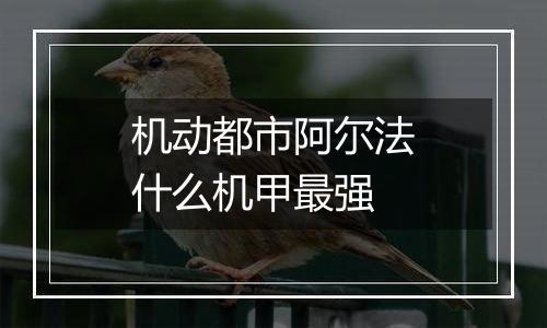 机动都市阿尔法什么机甲最强