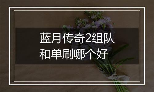 蓝月传奇2组队和单刷哪个好