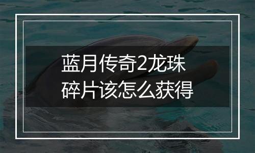 蓝月传奇2龙珠碎片该怎么获得