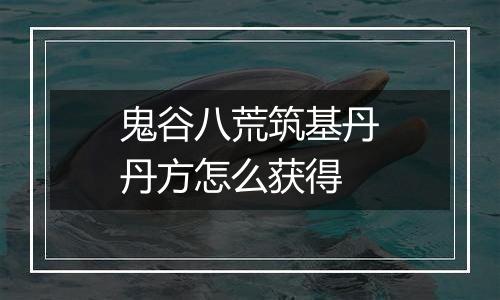 鬼谷八荒筑基丹丹方怎么获得