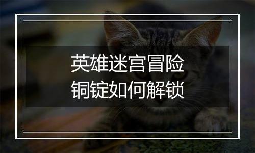 英雄迷宫冒险铜锭如何解锁