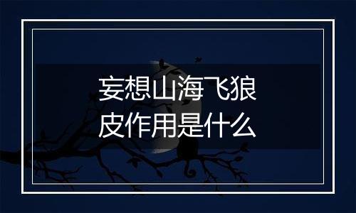 妄想山海飞狼皮作用是什么