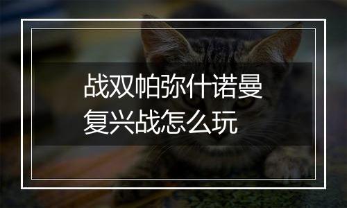 战双帕弥什诺曼复兴战怎么玩