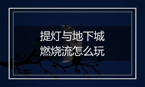 提灯与地下城燃烧流怎么玩