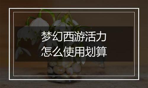 梦幻西游活力怎么使用划算