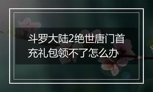 斗罗大陆2绝世唐门首充礼包领不了怎么办