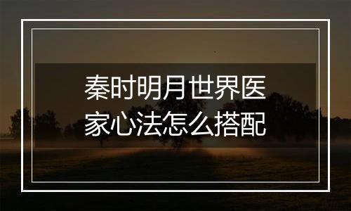 秦时明月世界医家心法怎么搭配
