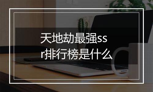 天地劫最强ssr排行榜是什么